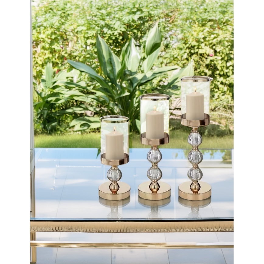 SADA 3x Svícen zlatá