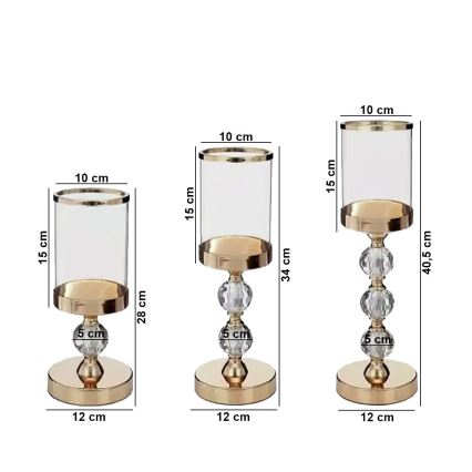 SADA 3x Svícen zlatá