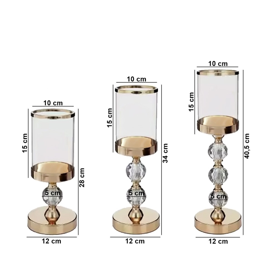 SADA 3x Svícen zlatá