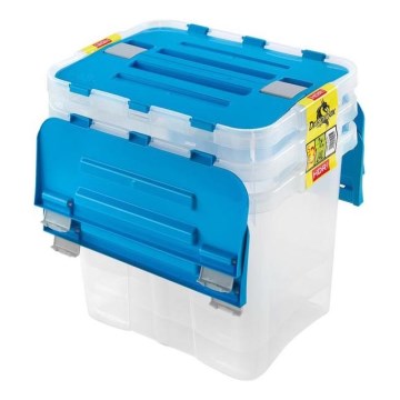 SADA 3x Úložný box DRAGON 24 l modrá/čirá