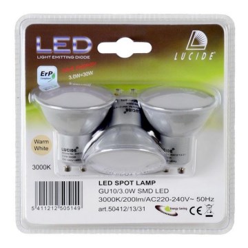 Sada 3xLED žárovka BULB GU10/3W/230V - Lucide 50412/13/31 Sada 3xLED žárovka BULB GU10/3W/230V - Lucide 50412/13/31