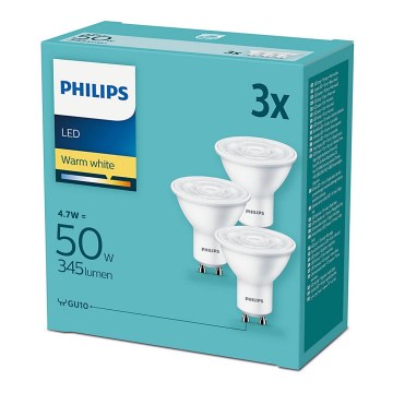 Sada 3xLED Žárovka Philips GU10/4,7W/230V 2700K