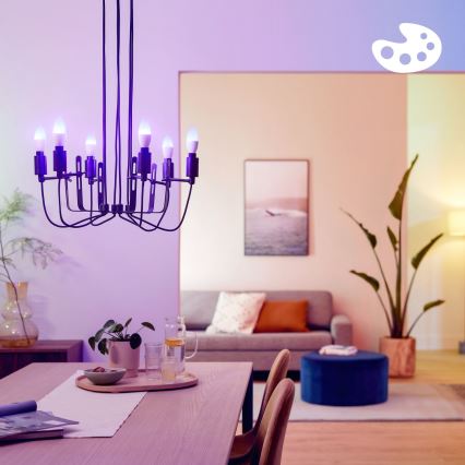SADA 4x LED RGB Stmívatelná žárovka Philips SMART C37 E14/4,9W/230V 2200-6500K