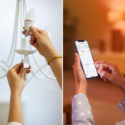 SADA 4x LED RGB Stmívatelná žárovka Philips SMART C37 E14/4,9W/230V 2200-6500K
