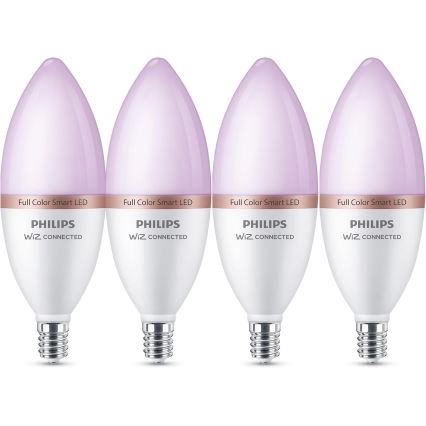 SADA 4x LED RGB Stmívatelná žárovka Philips SMART C37 E14/5W/230V 2200-6500K