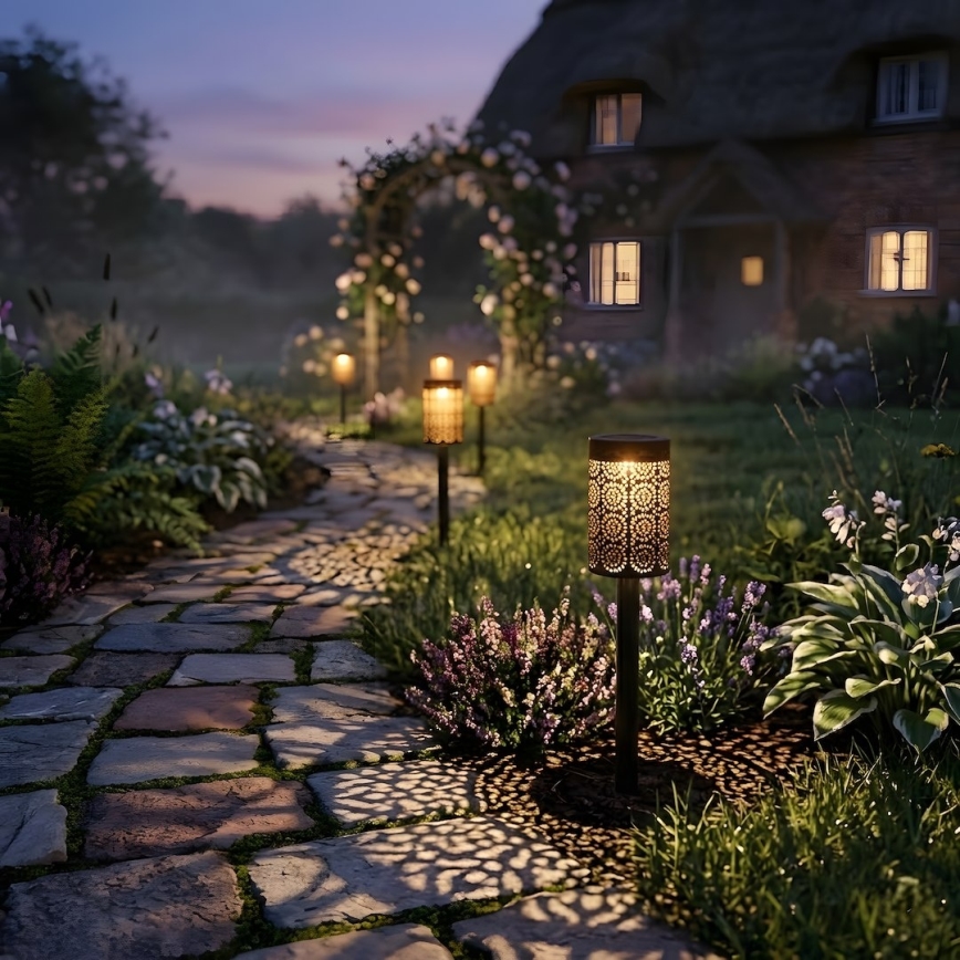 SADA 4x LED Solární lampa DECOR LED/1,2V 150 mAh 3000K 39 cm IP44 černá