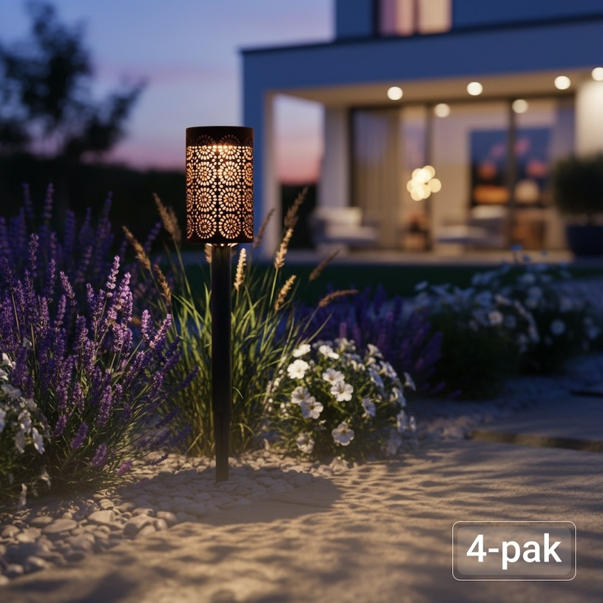 SADA 4x LED Solární lampa DECOR LED/1,2V 150 mAh 3000K 39 cm IP44 černá