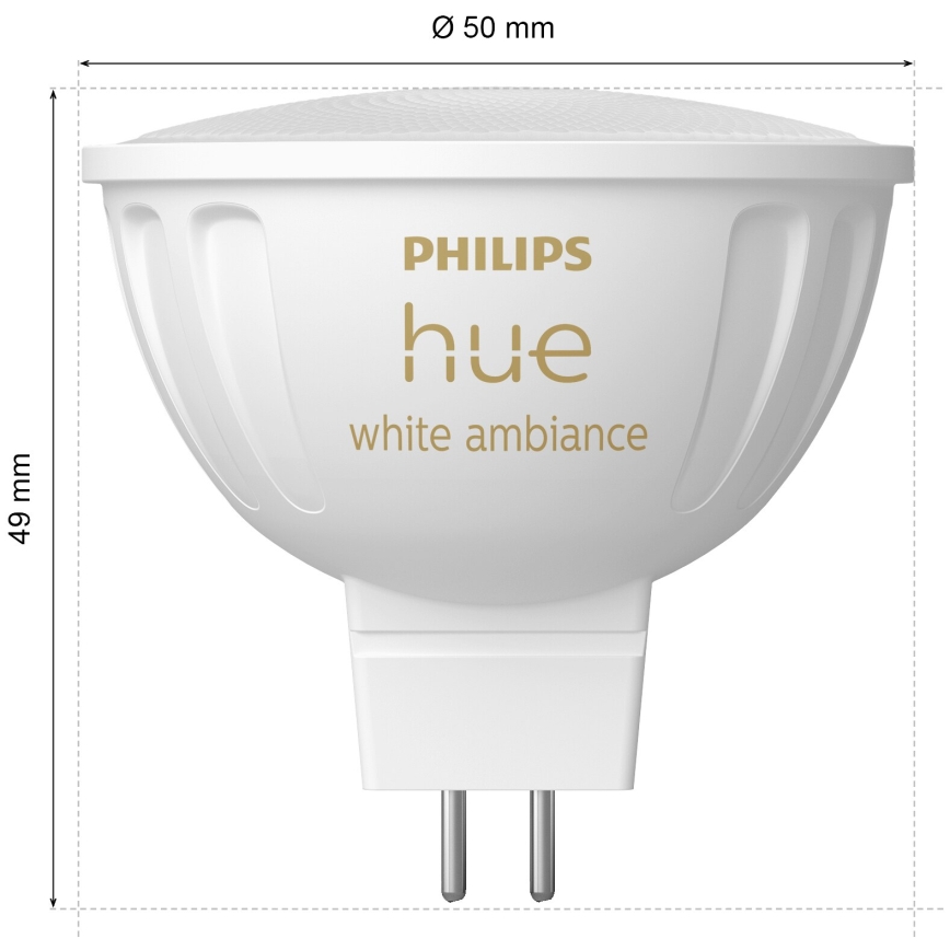 SADA 4x LED Stmívatelná žárovka Philips Hue WHITE AMBIANCE GU5,3/MR16/5,1W/12V 2200-6500K
