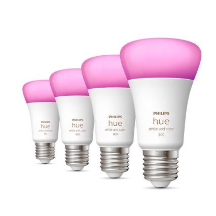 SADA 4x LED Stmívatelná žárovka Philips Hue White And Color Ambiance E27/6,5W/230V 2000-6500K