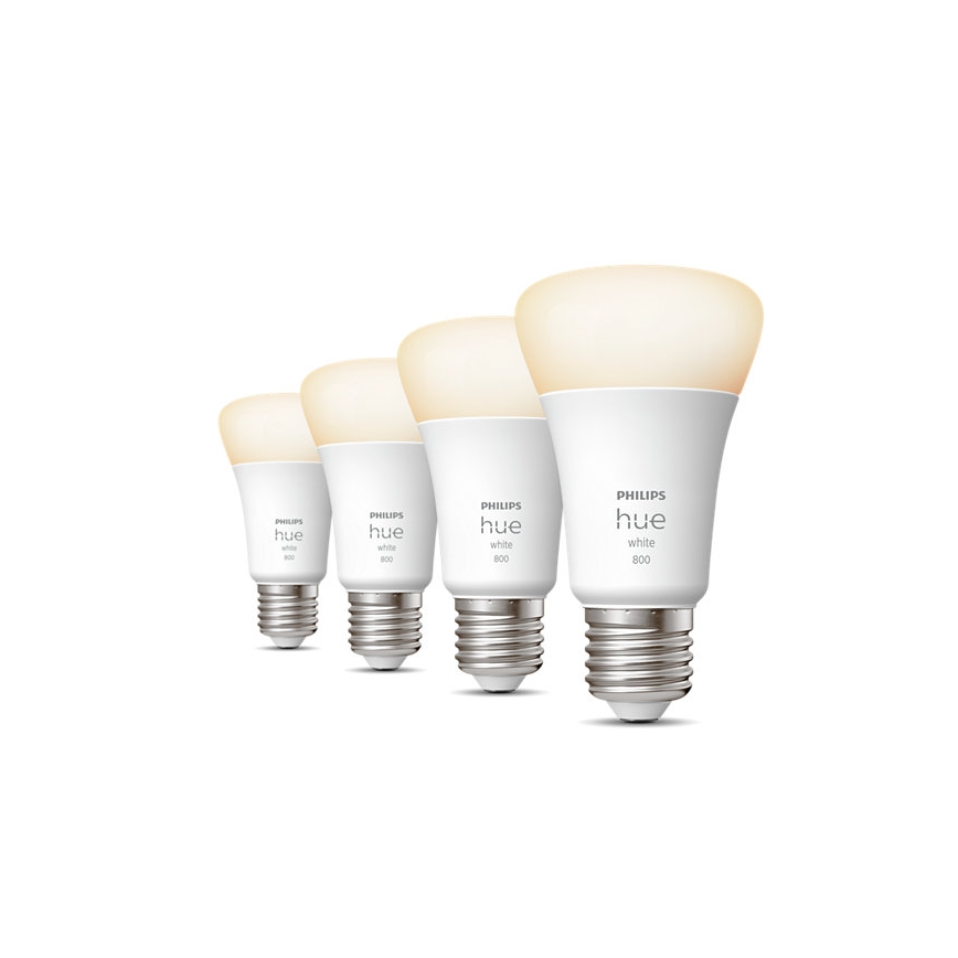 SADA 4x LED Stmívatelná žárovka Philips Hue WHITE A60 E27/9W/230V 2700K