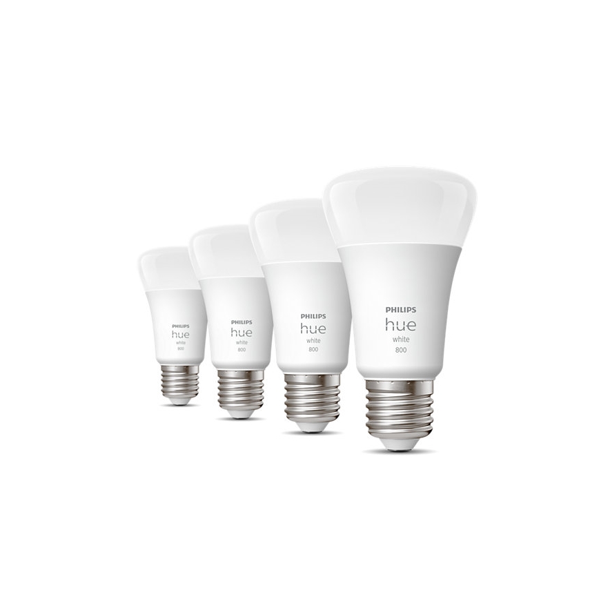 SADA 4x LED Stmívatelná žárovka Philips Hue WHITE A60 E27/9W/230V 2700K
