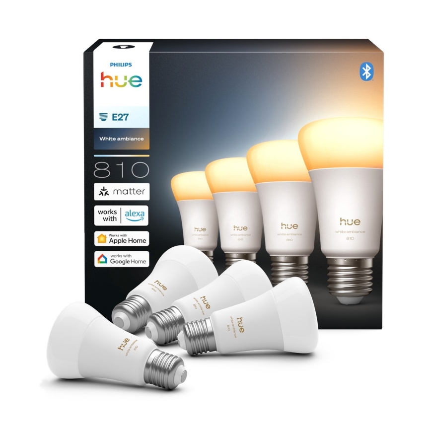 SADA 4x LED Stmívatelná žárovka Philips Hue WHITE AMBIANCE E27/6W/230V 1000-20000K