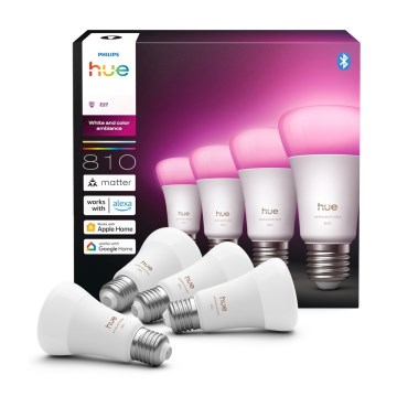 SADA 4x LED Stmívatelná žárovka Philips Hue WHITE AND COLOR AMBIANCE E27/6W/230V 1000-20000K