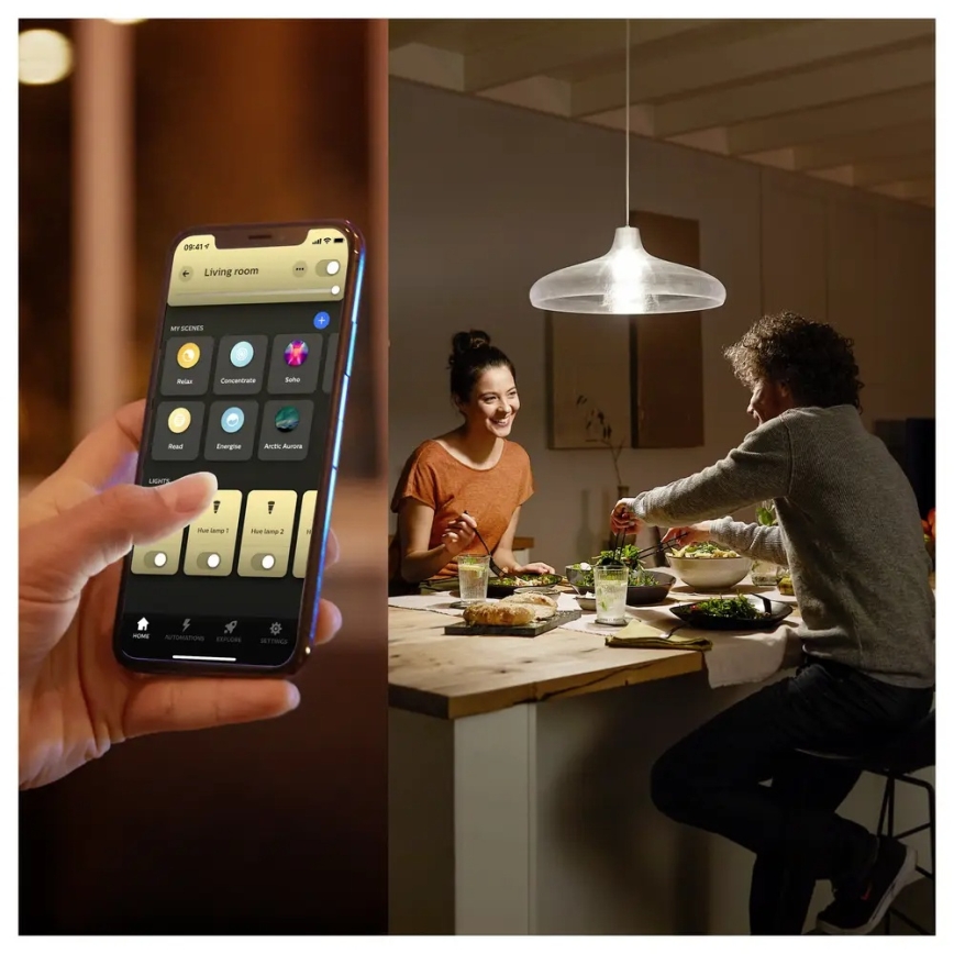 SADA 4x LED Stmívatelná žárovka Philips Hue WHITE E27/7W/230V 2700K