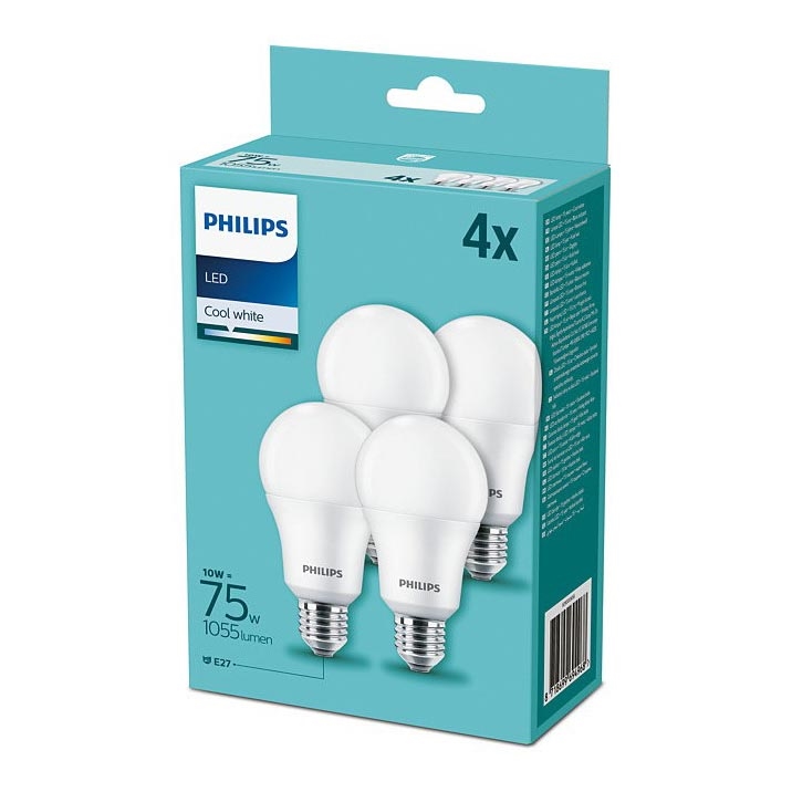 SADA 4x LED Žárovka Philips A60 E27/10W/230V 4000K