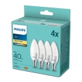 SADA 4x LED Žárovka Philips B35 E14/5W/230V 2700K