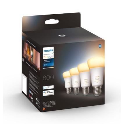 SADA 4xLED Stmívatelná žárovka Philips Hue WHITE AMBIANCE E27/6W/230V 2200-6500K