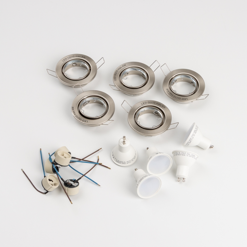 SADA 5x Koupelnové podhledové svítidlo 1xGU10/4W/230V IP23 matný chrom