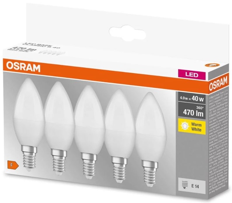 SADA 5x LED Žárovka BASE B40 E14/4,9W/230V 2700K - Osram