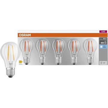 SADA 5x LED Žárovka BASE CLASSIC FILAMENT A60 E27/7W/230V 4000K - Osram