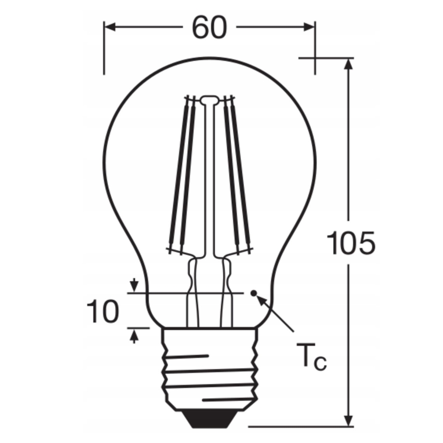 SADA 5x LED Žárovka BASE CLASSIC FILAMENT A60 E27/7W/230V 4000K - Osram