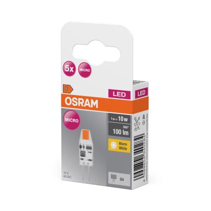SADA 5x LED Žárovka PIN MICRO G4/1W/12V 2700K - Osram