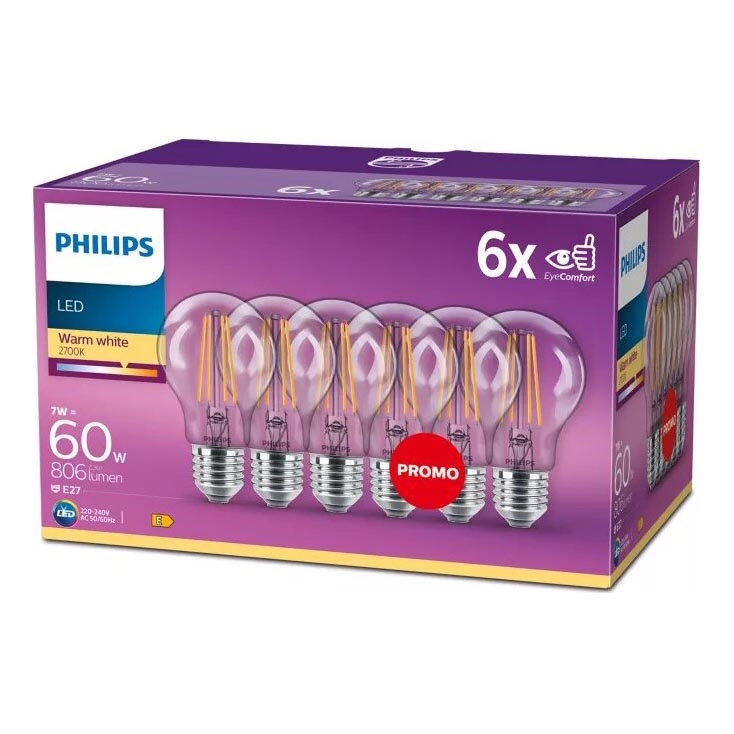 SADA 6x LED Žárovka VINTAGE Philips E27/7W/230V 2700K