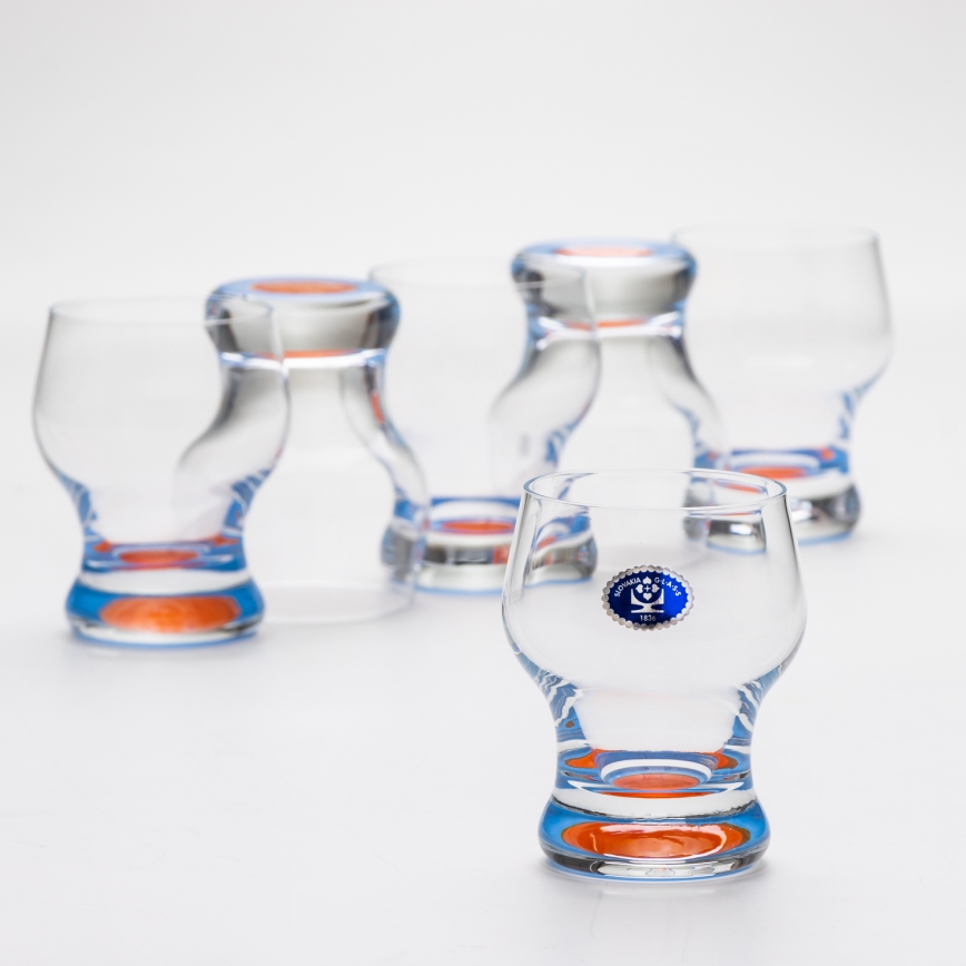 Sada 6x sklenice Katka 130 ml modrá červená
