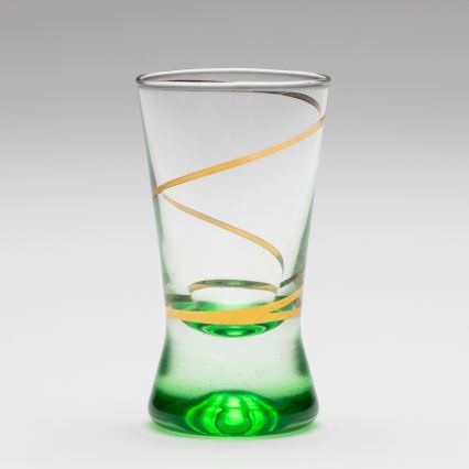 Sada 6x sklenice na panáky 25 ml čirá zelená
