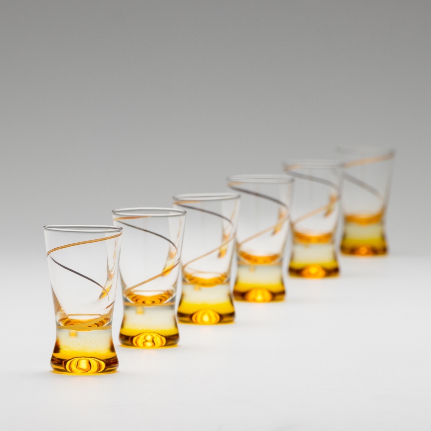 Sada 6x sklenice na panáky 25 ml čirá žlutá