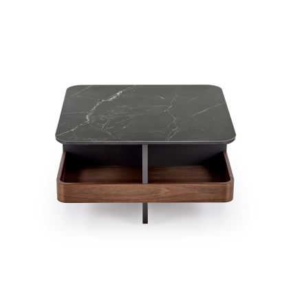 SADA Konferenční stolek KORO 70x70 cm + 2x taburet černá/hnědá