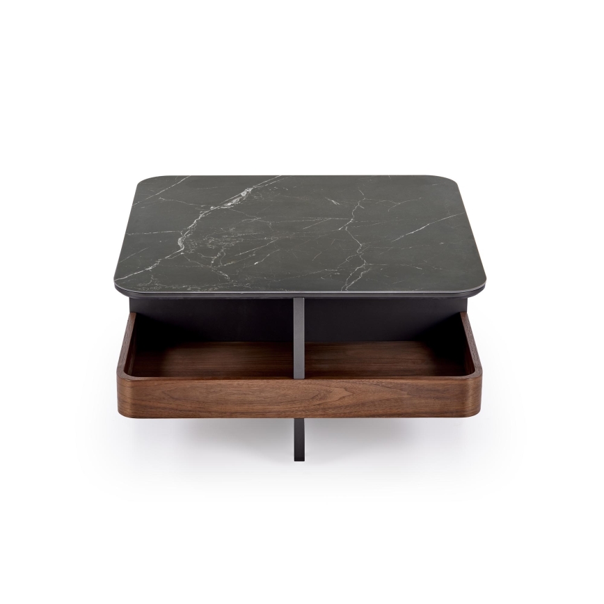 SADA Konferenční stolek KORO 70x70 cm + 2x taburet černá/hnědá