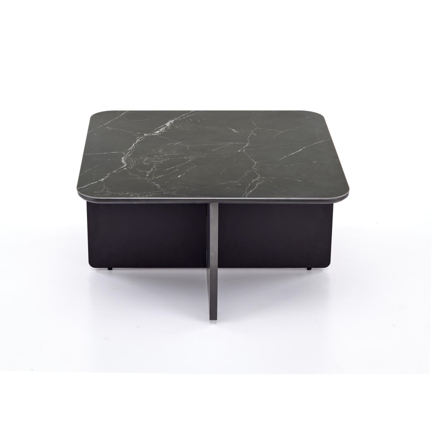 SADA Konferenční stolek KORO 70x70 cm + 2x taburet černá/hnědá