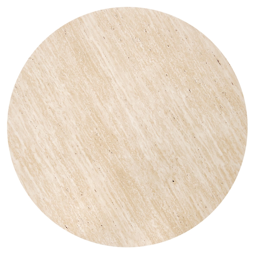SADA Konferenční stolek NUGAT pr. 80 cm + 4x taburet travertin/šedá