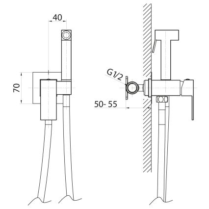 Sapho - Bidetová baterie se sprškou pro podomítkovou instalaci CUBEMIX matná zlatá
