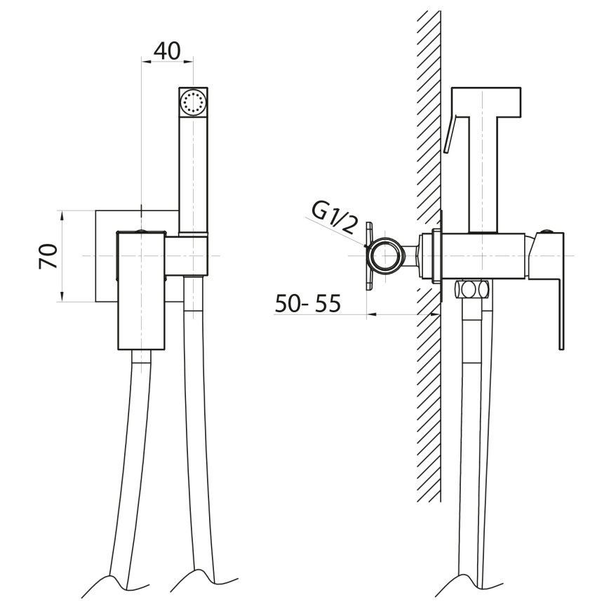 Sapho - Bidetová baterie se sprškou pro podomítkovou instalaci CUBEMIX matná zlatá