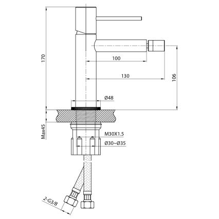Sapho - Bidetová baterie SOLARIS matná černá