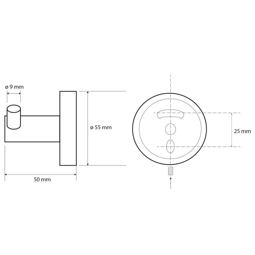 Sapho - Dvojitý nástěnný háček X-ROUND 5x5,5 cm černá