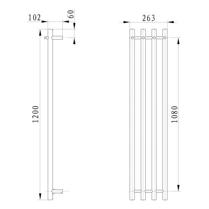 Sapho - Elektrický sušák na ručníky PAPINADO 85W/230V 120 cm lesklý chrom pravá