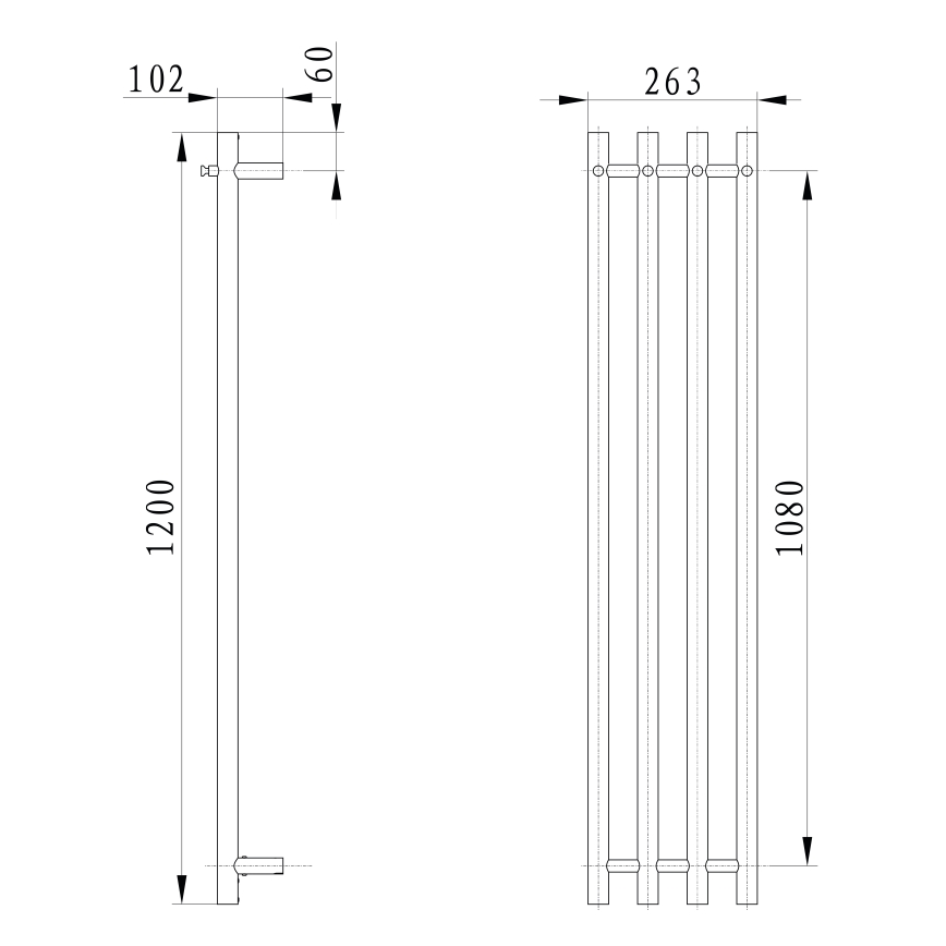 Sapho - Elektrický sušák na ručníky PAPINADO 85W/230V 120 cm lesklý chrom pravá