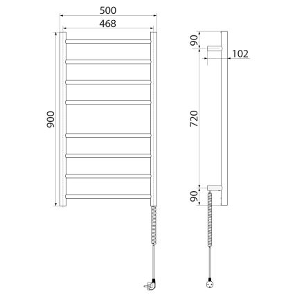 Sapho - Elektrický sušák na ručníky REDONDO 75W/230V 90 cm lesklý chrom pravá kulatý