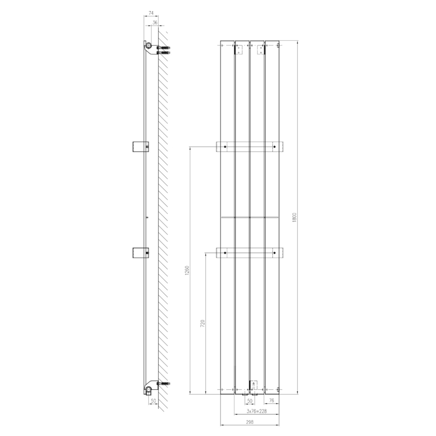 Sapho - Koupelnový radiátor COLONNA 180x30 cm bílá