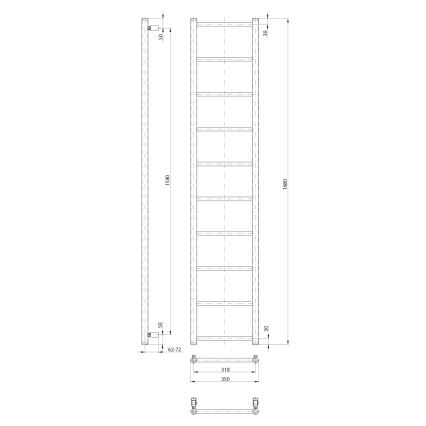 Sapho - Koupelnový radiátor DINA 334W 35x168 cm bílá