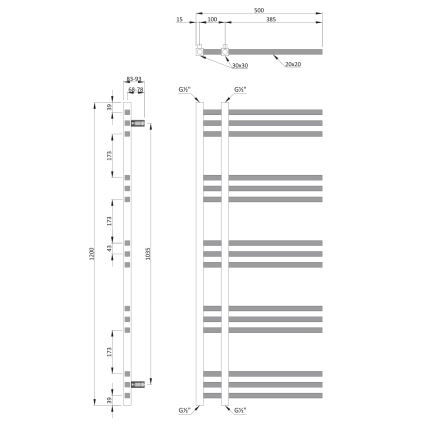 Sapho - Koupelnový radiátor MAGDALENA 408W/230V 50x120 cm lesklý chrom