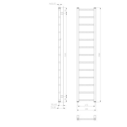 Sapho - Koupelnový radiátor METRO LIGHT 276W 30x150 cm bílá