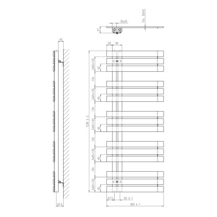 Sapho - Koupelnový radiátor SILVANA 500W/230V 50x123 cm bílá