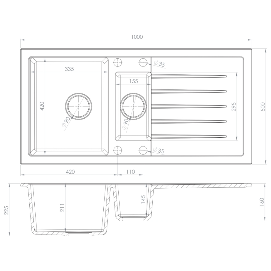 Sapho - Kuchyňský dřez 100x50 cm granit/béžová