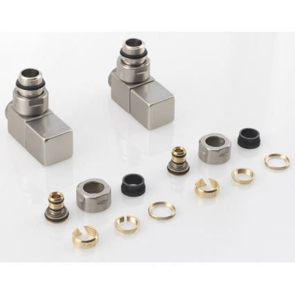 Sapho - Připojovací sada rohových ventilů CUBE 2 ks broušená nerez