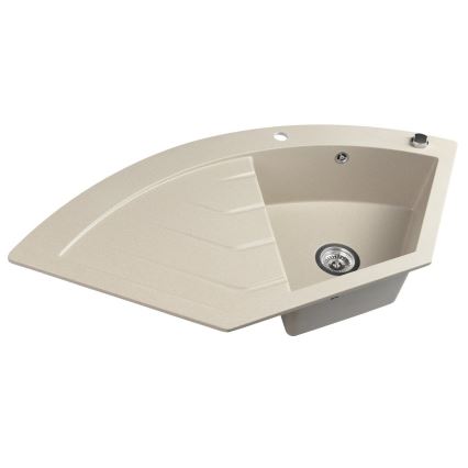 Sapho - Rohový kuchyňský dřez 114x57,5 cm granit/béžová