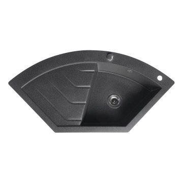 Sapho - Rohový kuchyňský dřez 114x57,5 cm granit/černá